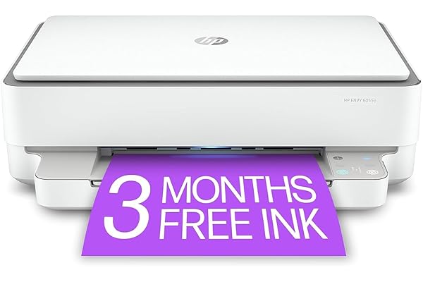 HP ENVY 6055e Wireless Color All-in-One Printer with 3 Months Free Ink with HP+ (223N1A) (Renewed)