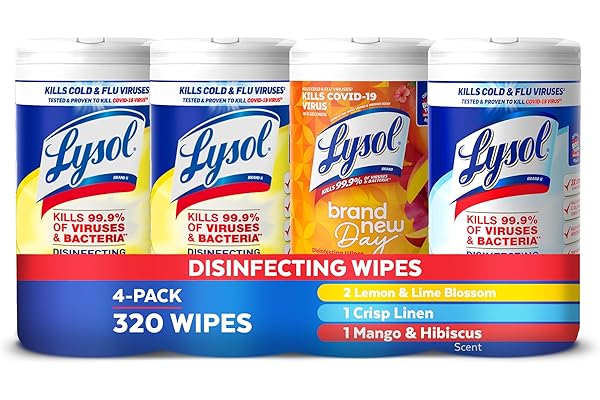 Lysol Disinfecting Wipes Bundle, Home Apartment Dorm Room Essentials and Cleaning Supplies, All Purpose Cleaner, Multi-surfac