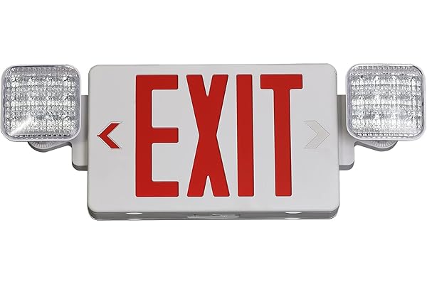 TANLUX Red Exit Sign with Emergency Lights, LED Emergency Exit Light with Battery Backup, UL Listed, AC 120/277V, Commercial
