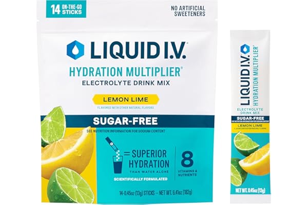 Liquid I.V. Sugar-Free Hydration Multiplier - Lemon Lime – Hydration Powder Packets | Electrolyte Powder Drink Mix | Easy Ope