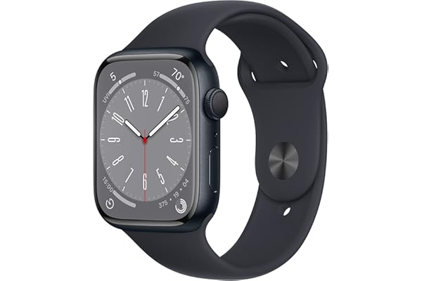 Apple Watch Series 8 [GPS, 45mm] - Midnight Aluminum Case with Midnight Sport Band, M/L (Renewed)