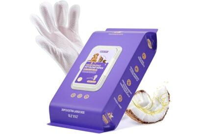 HICC PET Cleaning Deodorizing Glove Wipes for Dogs & Cats, Vet Recommended Hypoallergenic Hydrating & Nourish Fur Pet Groomin