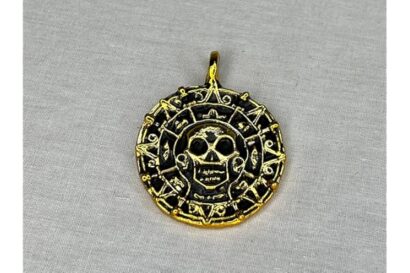 Pirates of The Caribbean, Elizabeth Swann Cursed Aztec Coin Pendant, Real Prop Replica, Solid Metal, Gold, Signed, Numbered,