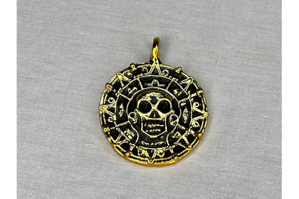 Pirates of The Caribbean, Elizabeth Swann Cursed Aztec Coin Pendant, Real Prop Replica, Solid Metal, Gold, Signed, Numbered,