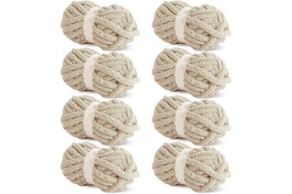 HOMBYS Khaki Chunky Chenille Yarn - Bulky Thick Fluffy Yarn for Crocheting and Knitting Blankets, Soft Plush Yarn, 8 Jumbo Pa