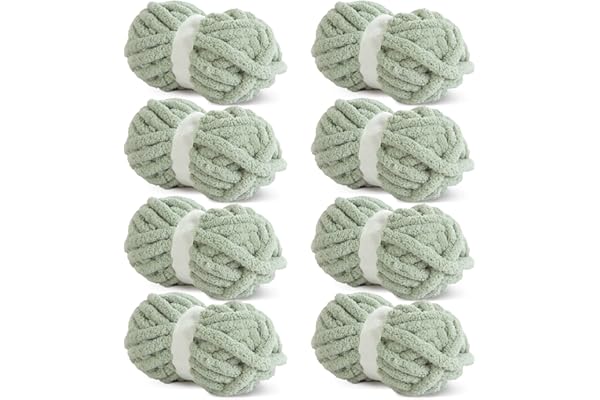 HOMBYS Sage Green Chunky Chenille Yarn for Crocheting, Bulky Thick Fluffy Yarn for Knitting,Super Bulky Chunky Yarn for Hand