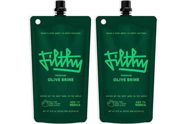 Filthy Olive Brine, Premium Cocktail Mixer, Filtered for Dirty Martinis, Olive Juice for Cocktails Made from Naturally Cured