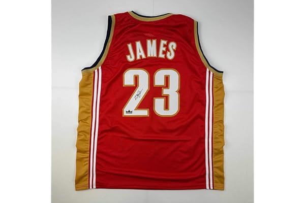 Facsimile Autographed LeBron James Cleveland Red Reprint Laser Auto Basketball Jersey Size Men