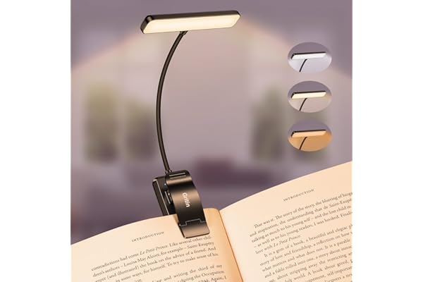 Gritin 19 LED Rechargeable Book Light for Reading in Bed with Memory Function- Eye Caring 3 Color Temperatures,Stepless Dimmi
