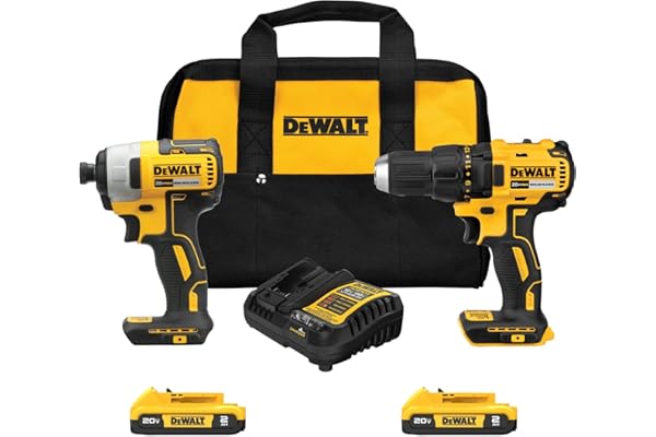 DEWALT 20V MAX Cordless Drill, Impact Driver, 2-Tool Power Tool Combo Kit, Brushless Power Tool Set with 2 Batteries and Char