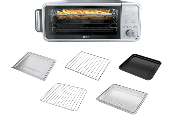 Ninja FT405CO 10-in-1 Digital Air Fry Oven with Extra Large Capacity, Flip Up and Away, Stainless Steel Body, and Temperature