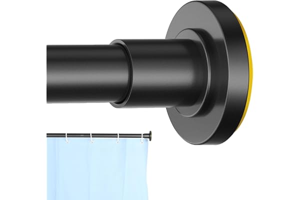 CorkLatta Black Shower Curtain Rod 31 to 80 Inch,1 Inch Diameter Adjustable Spring Tension Stainless Steel Telescoping Rod,Ea