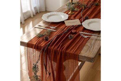 Keketoarrange Fall Thanksgiving Table Runner Terracotta Decorations 120 Inch 10 FT Rustic Burnt Orange Sheer Cheese Cloth for