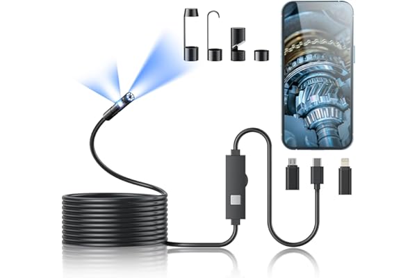 Endoscope Camera with Light,1920P HD Borescope Tools with 8 Adjustable LED Lights, Endoscope with Semi-Rigid Snake Camera, IP