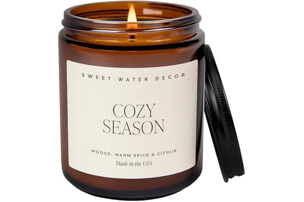 Sweet Water Decor Cozy Season Soy Candles - Fall Candles with Woods, Warm Spice, and Citrus Scent for Home Decor - Soy Candle