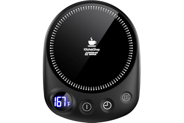 KitchekShop Coffee Mug Warmer - Fastest Heating & Highest Temperature, Coffee Cup Warmer for Desk Auto Shut Off, 4 Temp Setti
