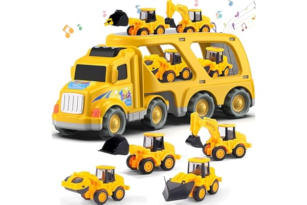 Veslier Construction Truck Toys for Boys Girls Age 3 4 5 6 Years Old，Carrier Transport Trucks for Kids 3-4 3-5 Year Old，Chris