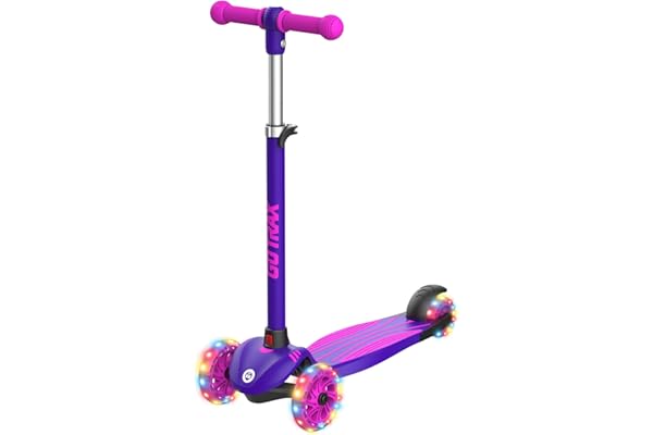 Gotrax KS1 Kids Kick Scooter, LED Lighted Wheels and 3 Adjustable Height Handlebars, Lean-to-Steer & Widen Anti-Slip Deck, 3