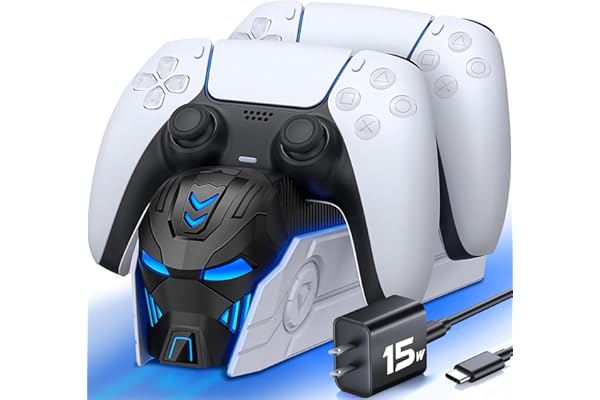 P5 Controller Charger Station for PlayStation 5 Dualsense Controllers: Fast Dual Controller Stand Charger Dock-LED P5 Chargin
