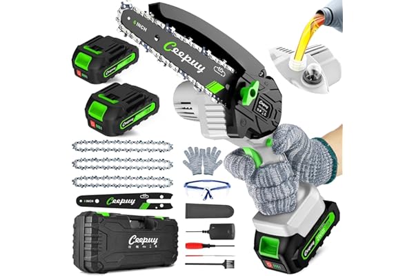 CEEPUY Mini Chainsaw Cordless,6 Inch Portable Electric Chainsaw with Automatic Oiler/Security Lock/Battery Powered Small Hand
