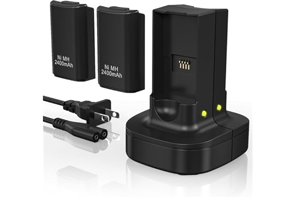 KEKUCULL Rechargeable Battery for Xbox 360 Controller, Charger Dual Charging Station Dock with 2 Pack Rechargeable Battery Co