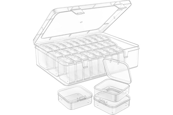 Mathtoxyz Bead Organizer Box, 31Pcs Small Beads Organizers and Storage Plastic Cases Mini Clear Dimond Storage Containers Box