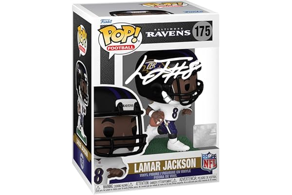 Lamar Jackson #175 Facsimile Signed Reprint Laser Autographed Funko POP! Football Baltimore Ravens Figurine with Protector Ca