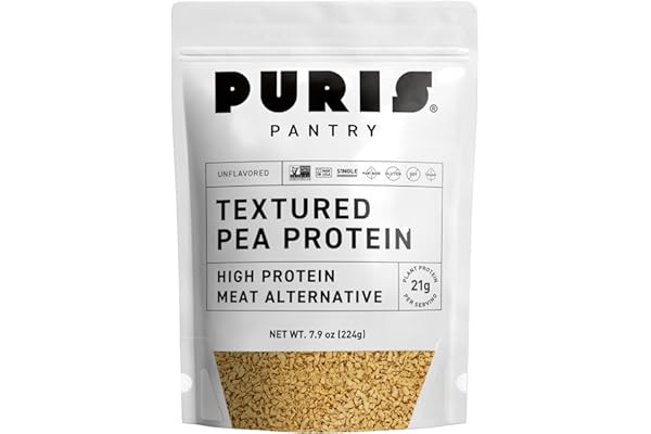 PURIS Pantry Textured Pea Protein, Unflavored Meatless Vegetable Crumbles, Soy Free, Shelf-Stable, Gluten Free, 21g of Protei