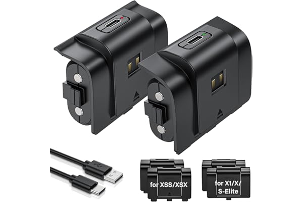 Rechargeable Controller Battery Pack for Xbox,2x4800mWh(2000mAh) Batteries Pack with USB-C Charging Cable for Xbox Series S|X