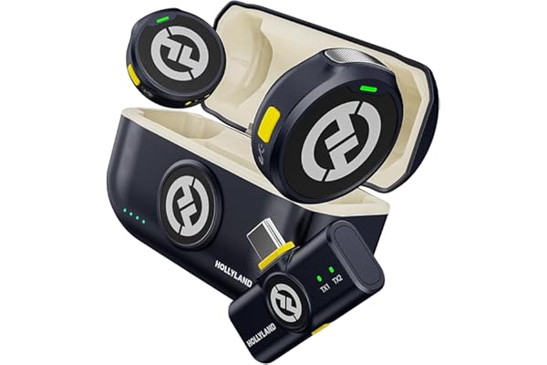 Hollyland Lark M2 Wireless Microphone for iPhone15/16/17&Android, USB C Mini Lapel Microphone Wireless, 1000ft Range, Hi-Fi A