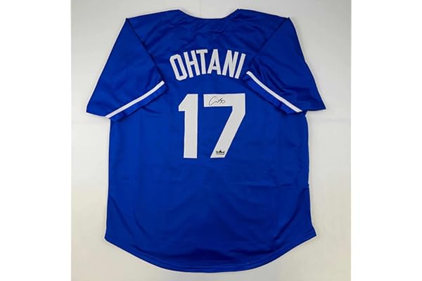 Facsimile Autographed Shohei Ohtani Los Angeles LA Blue Reprint Laser Auto Baseball Jersey Size Men