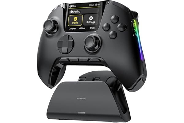 ManbaOne Interactive Screen Wireless Gaming Controller for PC/Switch/Switch 2/iOS/Android,Hall Effect Stick & Trigger,RGB Lig