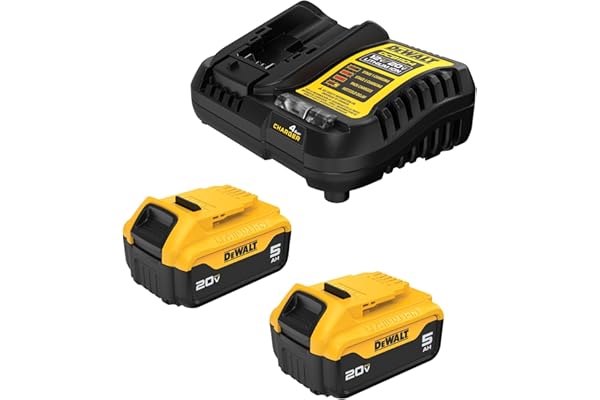 DEWALT 20V MAX Lithium-Ion Battery 2-Pack and Charger, 5.0 Ah, Battery Starter Kit (DCB205-2c)