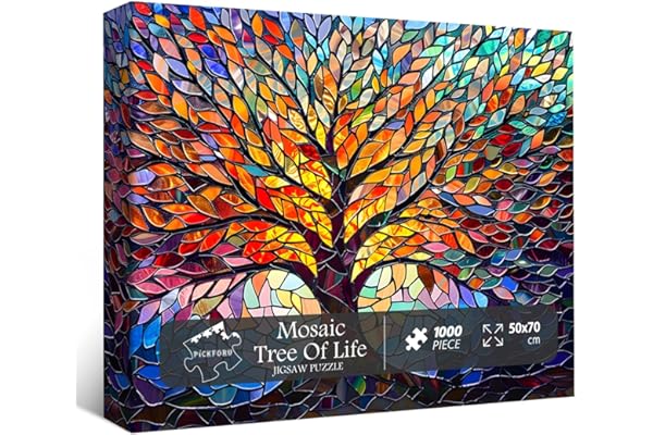 PICKFORU Stained Glass Puzzle Tree of Life Puzzles for Adults 1000 Pieces, Impossible Hard Difficult Challenging Puzzles for