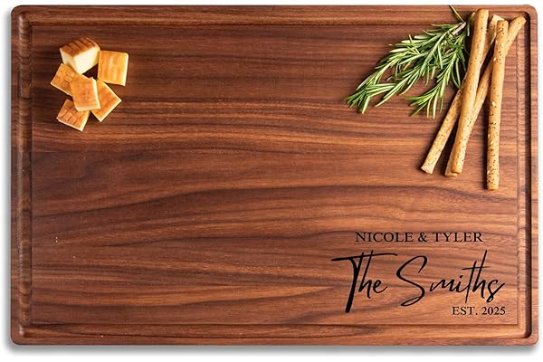 Personalized Cutting Board with Display Stand – Custom Engraved Charcuterie Board, Ideal Gift for Wedding, Housewarming, Brid