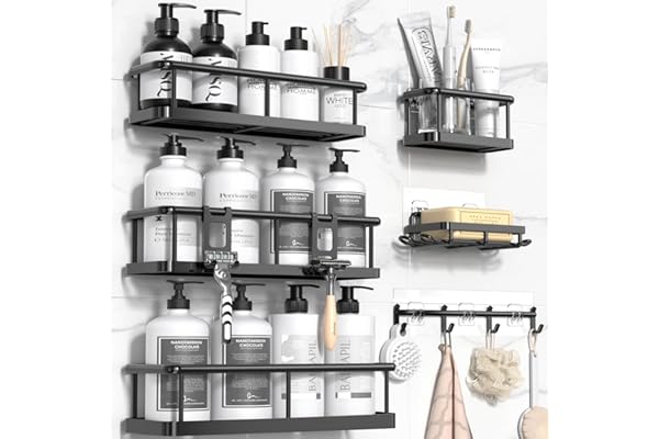 YASONIC Shower Caddy, 100% Rustproof Shower Shelves for Inside Shower, No Drilling Bathroom Organizers and Storage, 6 Pack La