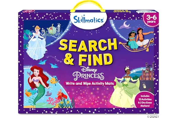 Skillmatics Search and Find Disney Princess Educational Game - Reusable Preschool Learning Activities, Christmas Toys, Art &