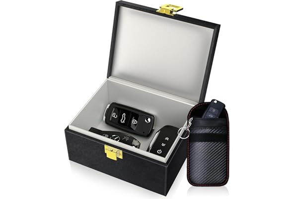 Samfolk Faraday Box with Faraday Bags for Car Keys, Car Key Signal Blocking Box, Keyless Entry Car Key Safe Protector Anti-Th
