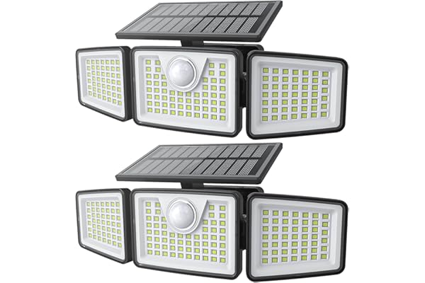 daphino 2500LM Solar Lights Outdoor with Motion Sensor,3 Head 270° Wide Angle Street Area Lights, IP65 Waterproof Security Li