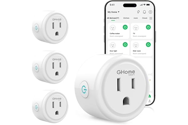 GHome Smart Plug, WiFi Smart Plugs Work with Alexa and Google Home, Smart Outlet Timer with APP Remote Control, 2.4GHz Wi-Fi