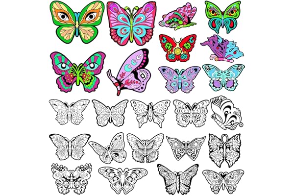 Motipuns 24 Pcs Butterflies Velvet Coloring Fuzzy Color Your Own Velvet Butterflies DIY Posters for Crafts and Arts Family Cr