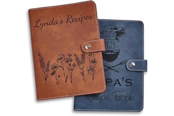 Personalized Recipe Book, Handmade Blank Notebook to Write in Your Own Recipes, 17 Custom Cover Designs, Handcrafted Gift for