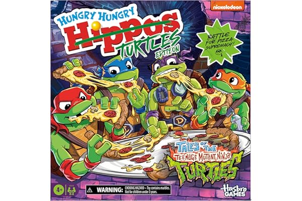 Hungry Hungry Hippos: Teenage Mutant Ninja Turtles Edition Game | Ages 4 and Up | 2 to 4 Players | Kids Board Games for Presc