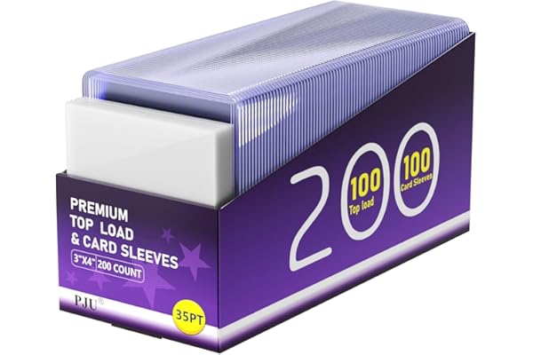 200 Card Sleeves Top Loaders for Cards, Toploaders Premium Baseball Card Sleeve Hard Plastic, 3" x 4" Trading Cards Holder, S