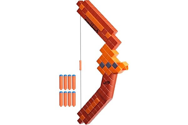 Nerf Minecraft Bow Dart Blaster, Pull-Back String Priming, 8 Nerf N1 Compatible Only with N1 Dart Blasters, Ages 8+
