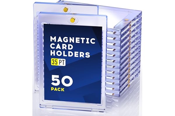 Basthalan 50ct Magnetic Card Holder, 35pt One Card Holder Touch, U-V Protectors Hard Plastic for Trading Cards, Magnet Case,