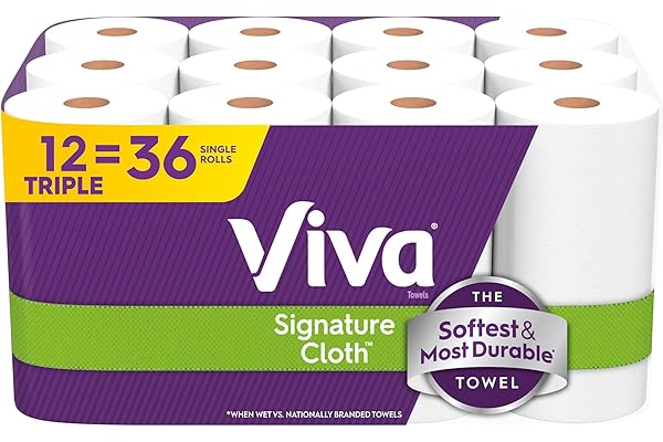 Viva Signature Cloth Paper Towels, 12 Triple Rolls, 129 Sheets per Roll