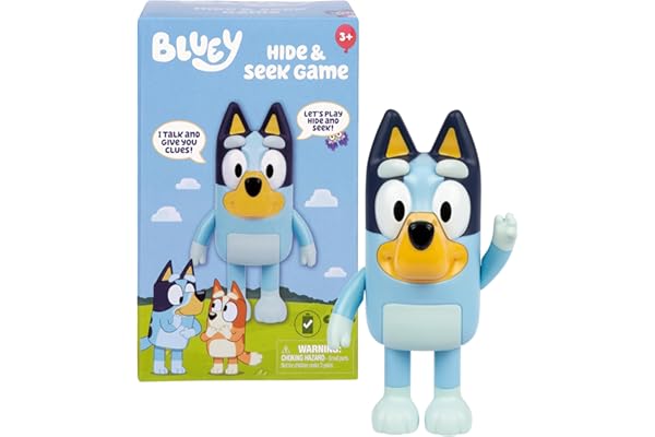 Bluey Game Hide and Seek Electronic Figure, Articulated, Musical Kids Figurines with Dance Mode, Interactive Play Toddler Fig