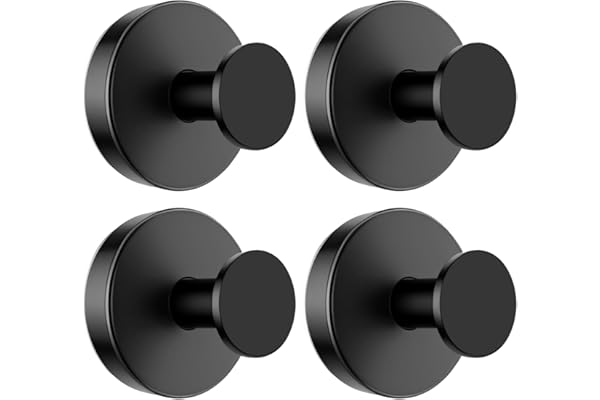 BKV Suction Cup Hooks for Glass Window,Removable Shower Hooks for Inside Shower,Metal Towel Hooks for Bathrooms,4 Pack(Black)