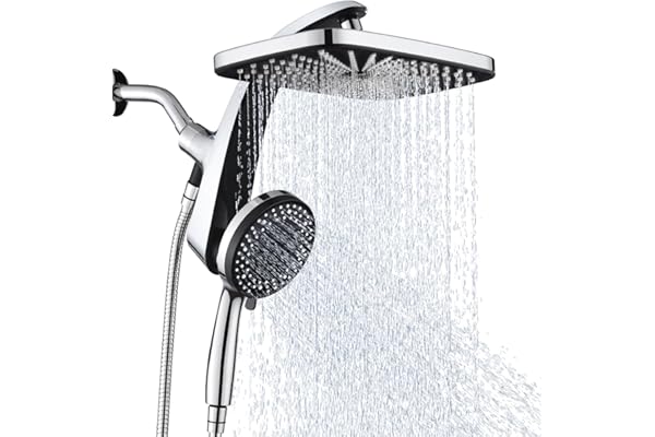 High Pressure Rain Shower Head: Upgrade Shower Heads with Handheld Spray Combo with Fixed Showerhead and 10 Sprays Handheld S